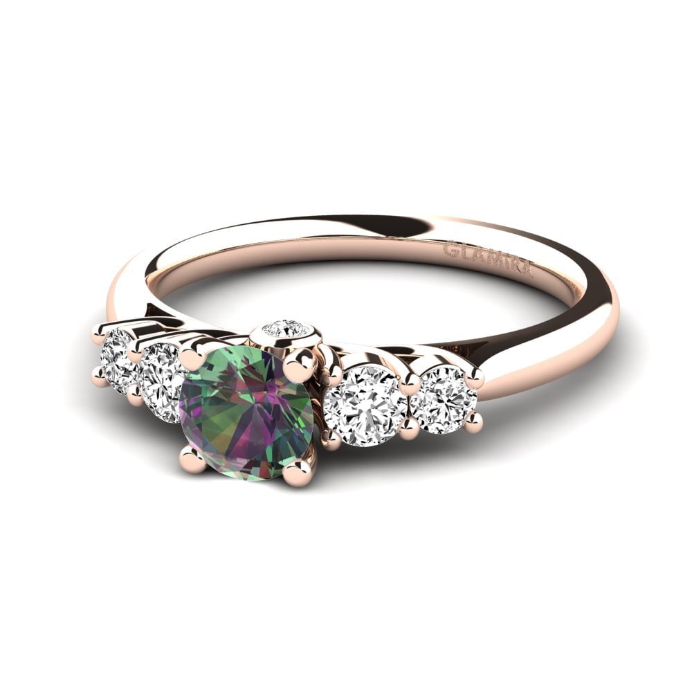 14k Oro Rosa Topacio Místico Anillo de compromiso Sadie