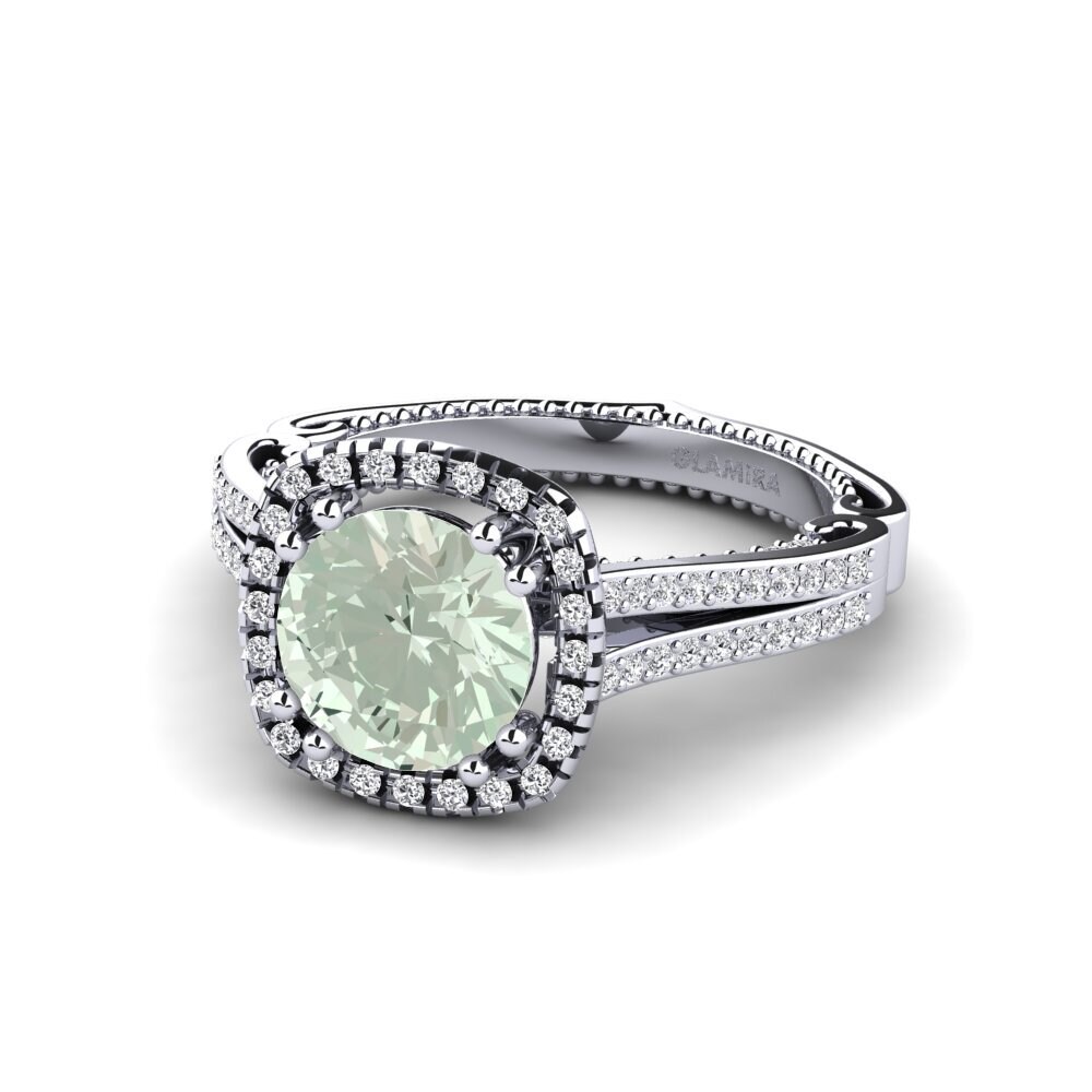 Green Amethyst Engagement Ring Saffronia