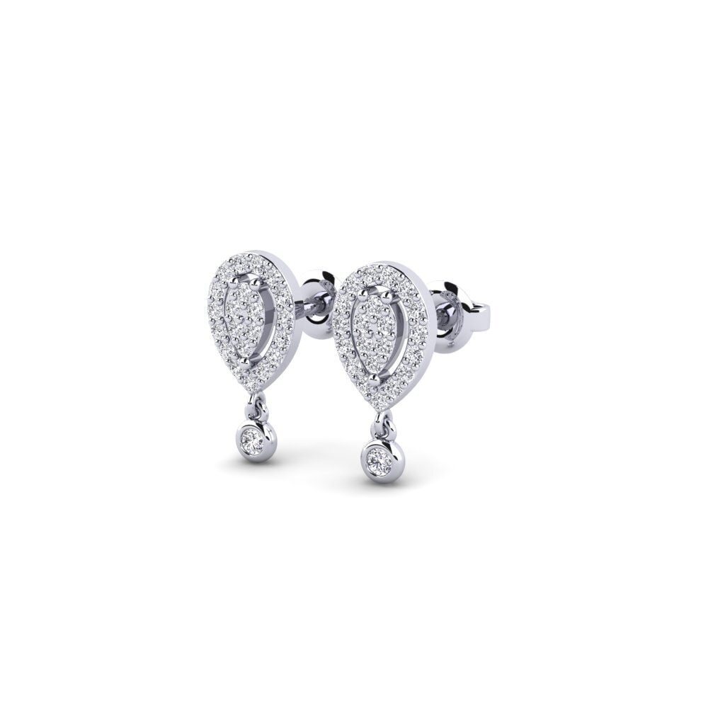 14k Oro Blanco Pendiente de mujer Saiki