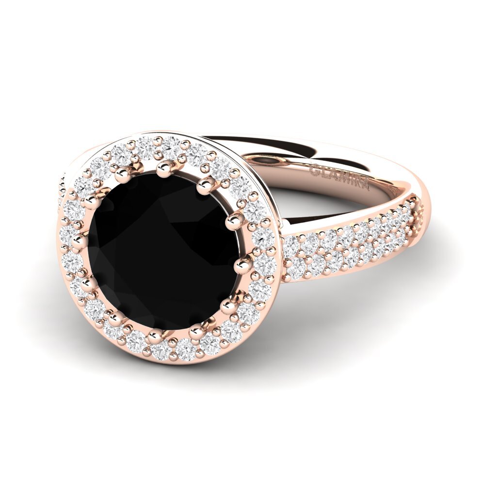 9k Rose Gold Black Onyx Engagement Ring Salerno