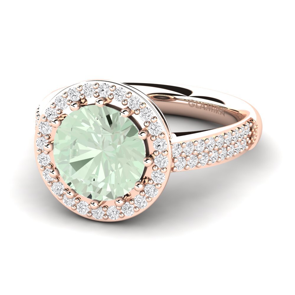 9k Rose Gold Green Amethyst Engagement Ring Salerno