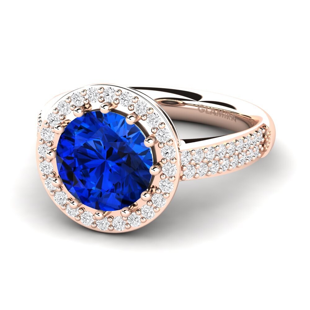 9k Rose Gold Sapphire (Lab Created) Engagement Ring Salerno