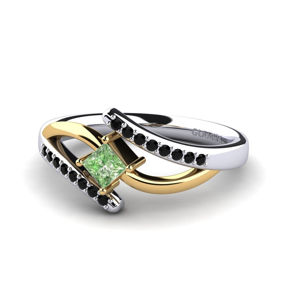 18k Oro Blanco & Amarillo Anillo de compromiso Samar