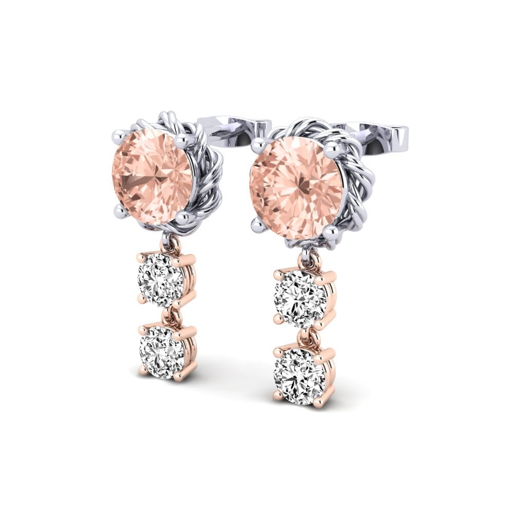 14ct White & Rose Gold Morganite Women's Earring Sambava