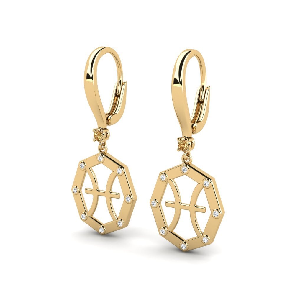 Diamant Brun Boucle d'oreille femme Samea - Pisces