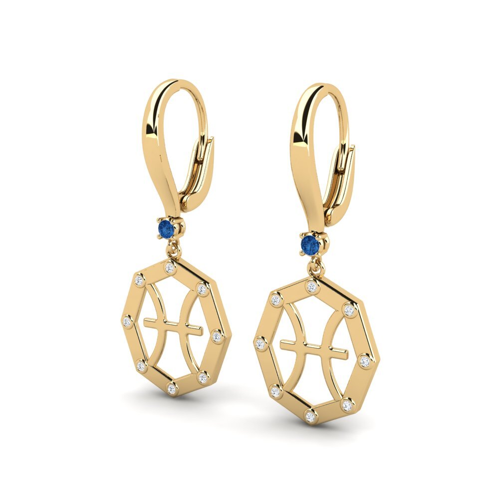 Dark Blue Zirconia Women's Earring Samea - Pisces