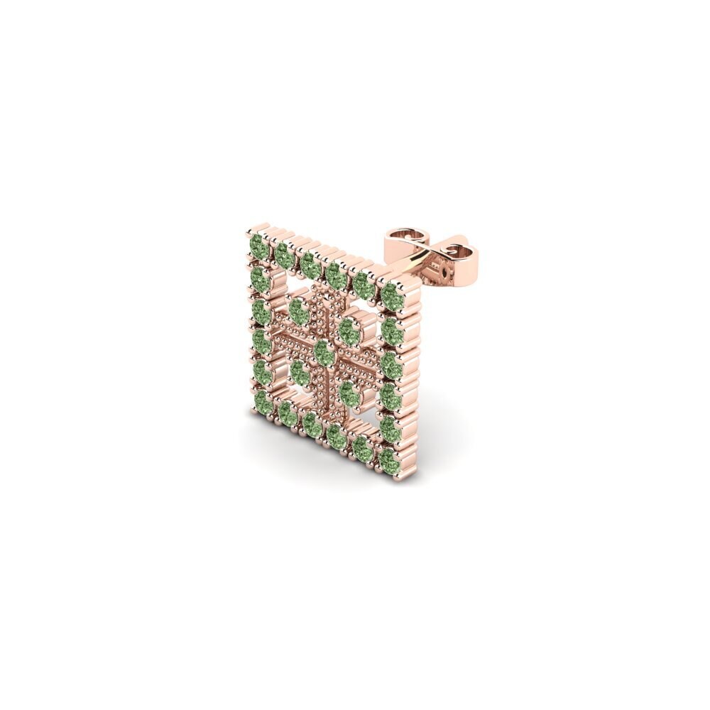 9k Oro Rosa Diamante Verde Pendiente para hombre Sandes