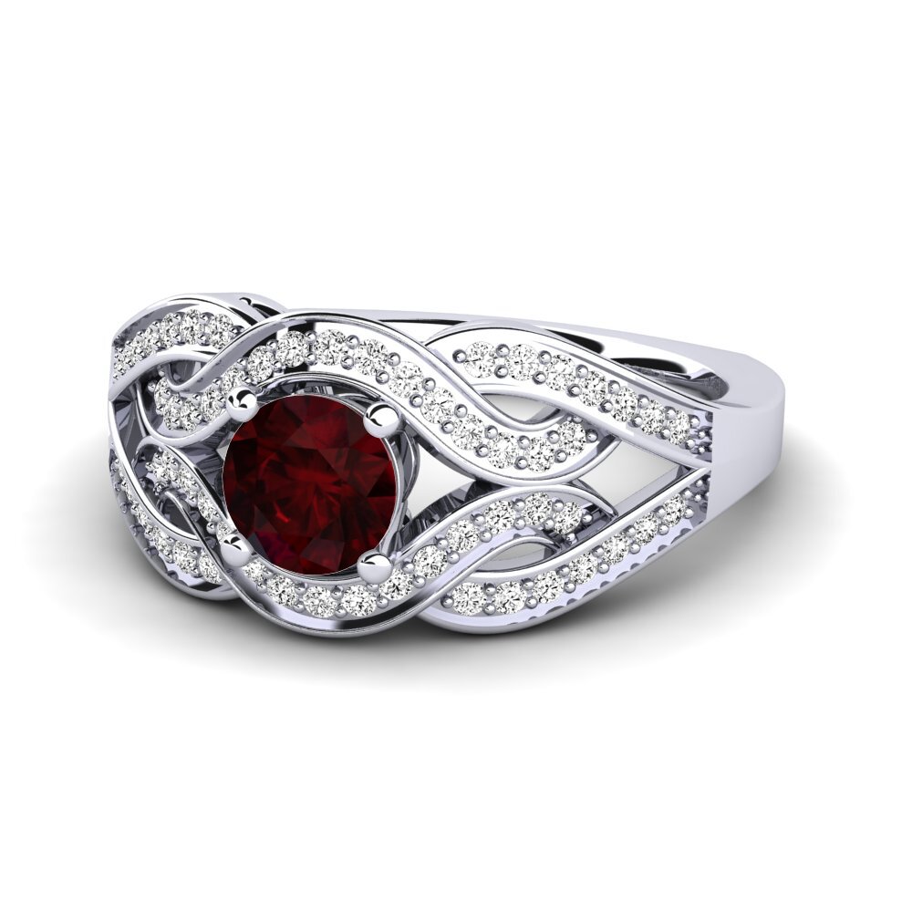 Đá Garnet / Ngọc Hồng Lựu Nhẫn đính hôn Santa