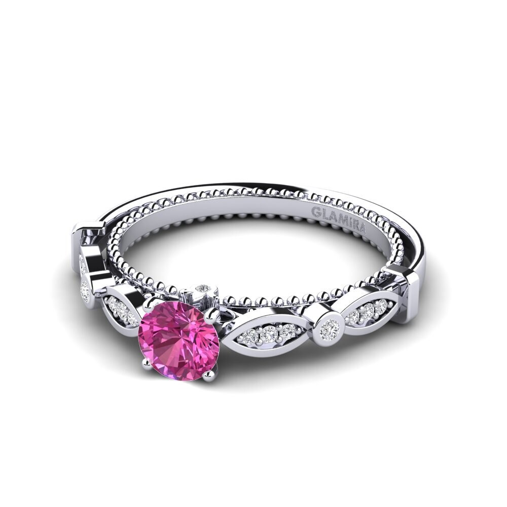 9ct White Gold Pink Topaz Engagement Ring Sariel