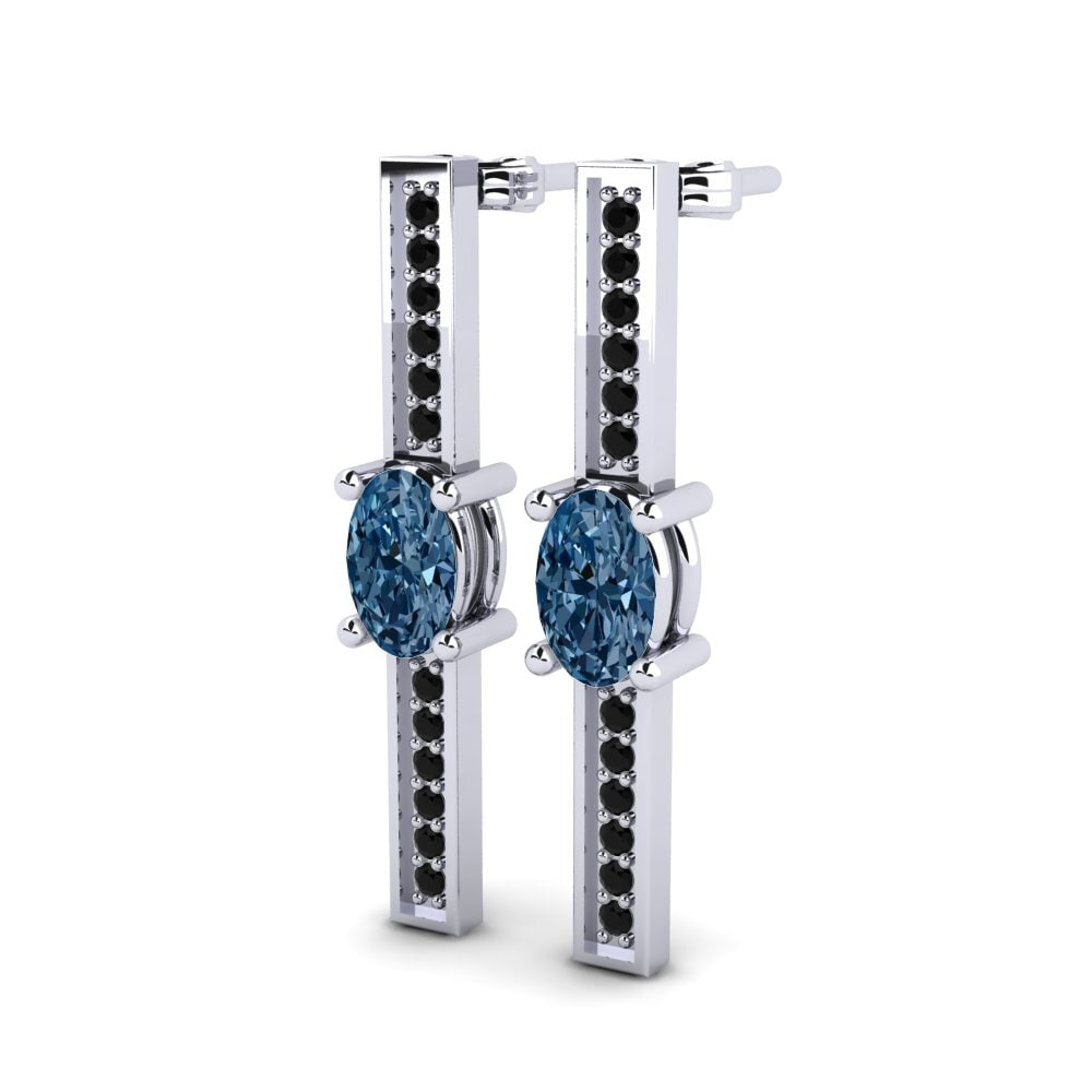 Ovalado Diamante Azul Pendiente de mujer Sarika