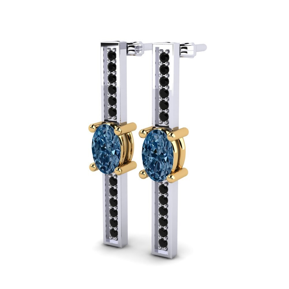 9ct White & Yellow Gold Blue Diamond Women's Earring Sarika