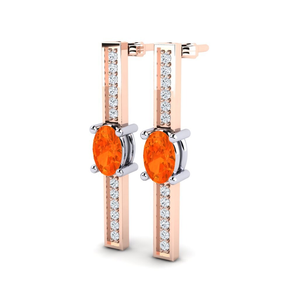 14ct Rose & White Gold Fire Opal Women's Earring Sarika