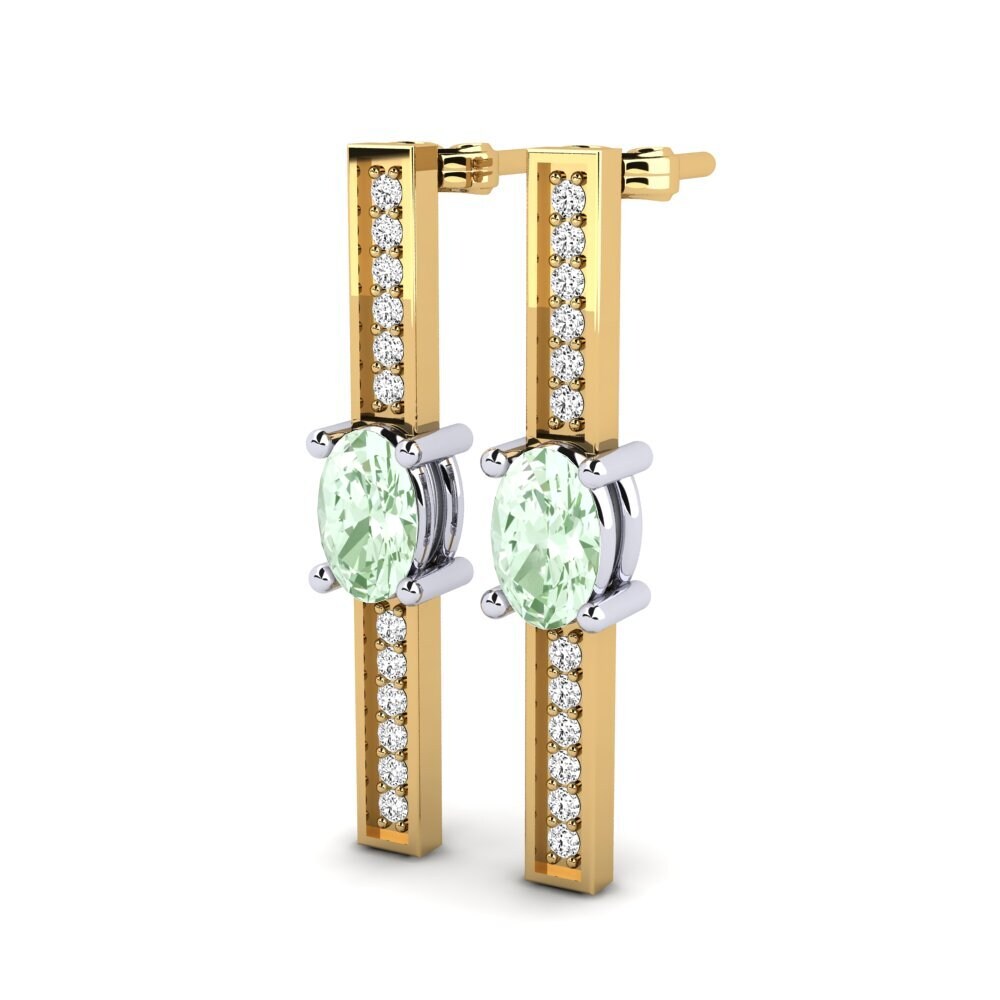 14ct Yellow & White Gold Green Amethyst Women's Earring Sarika