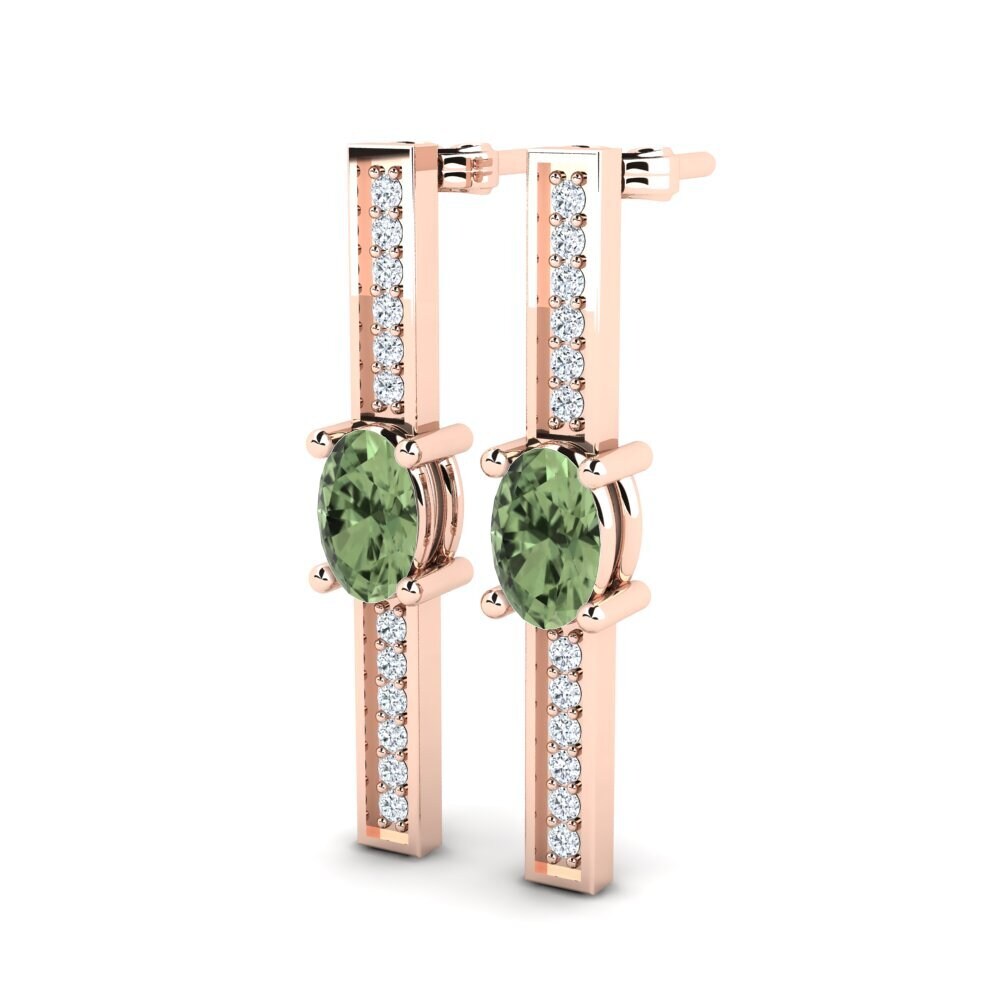 Oro Rosso 585 Zaffiro Verde Orecchino da donna Sarika