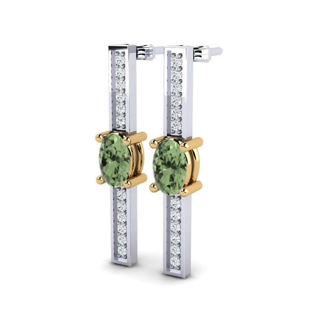 14ct White / Yellow Gold Green Sapphire Women's Earring Sarika
