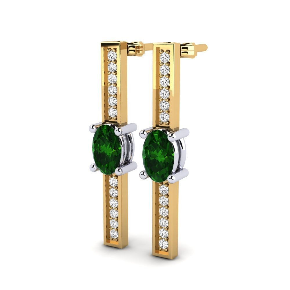 14k Oro Amarillo & Blanco Turmalina verde Pendiente de mujer Sarika