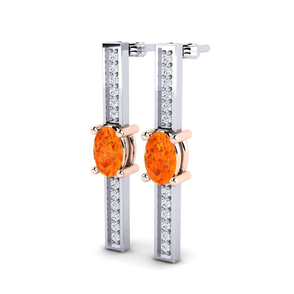 9K White & Rose Gold Orange Sapphire Earring Sarika