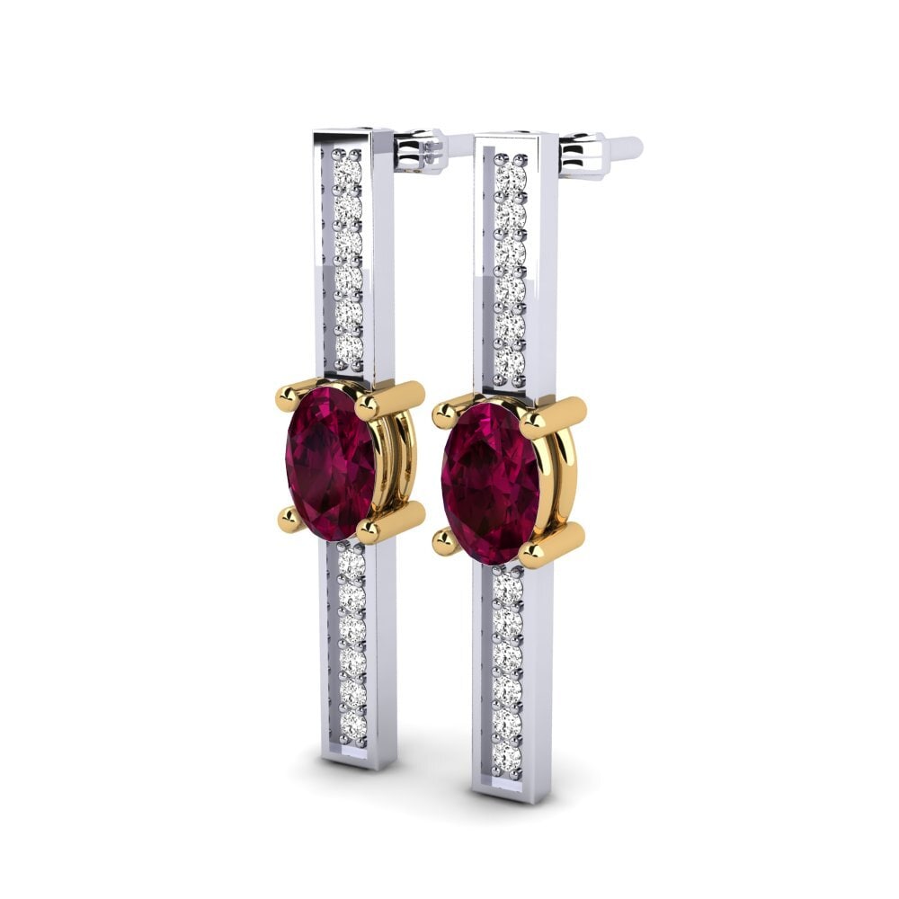 14ct White / Yellow Gold Rhodolite Garnet Women's Earring Sarika