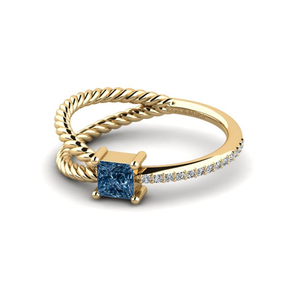 Princess Blue Diamond Engagement Ring Sassier