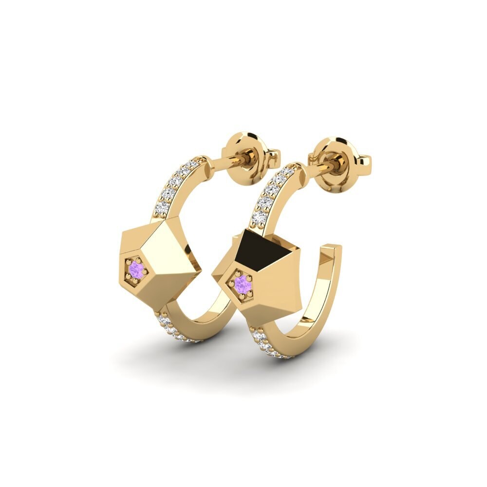 อเมทิสต์ Women's ต่างหู Saturn