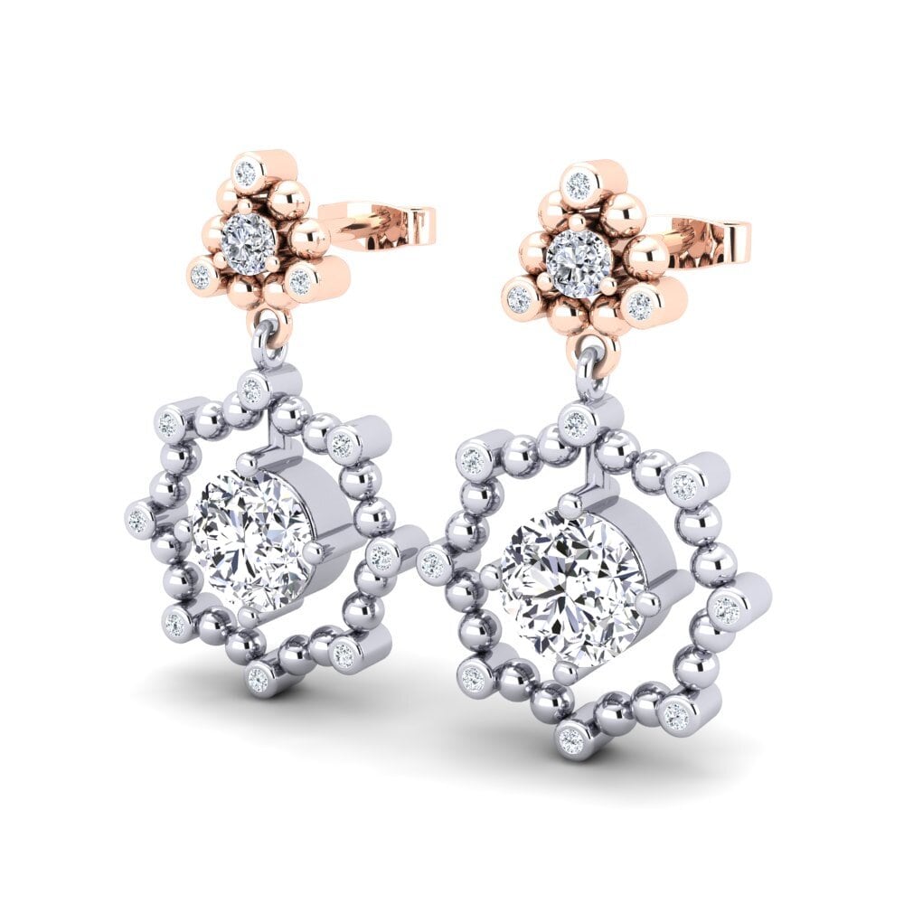 18ct White & Rose Gold Women's Earring Saturnina