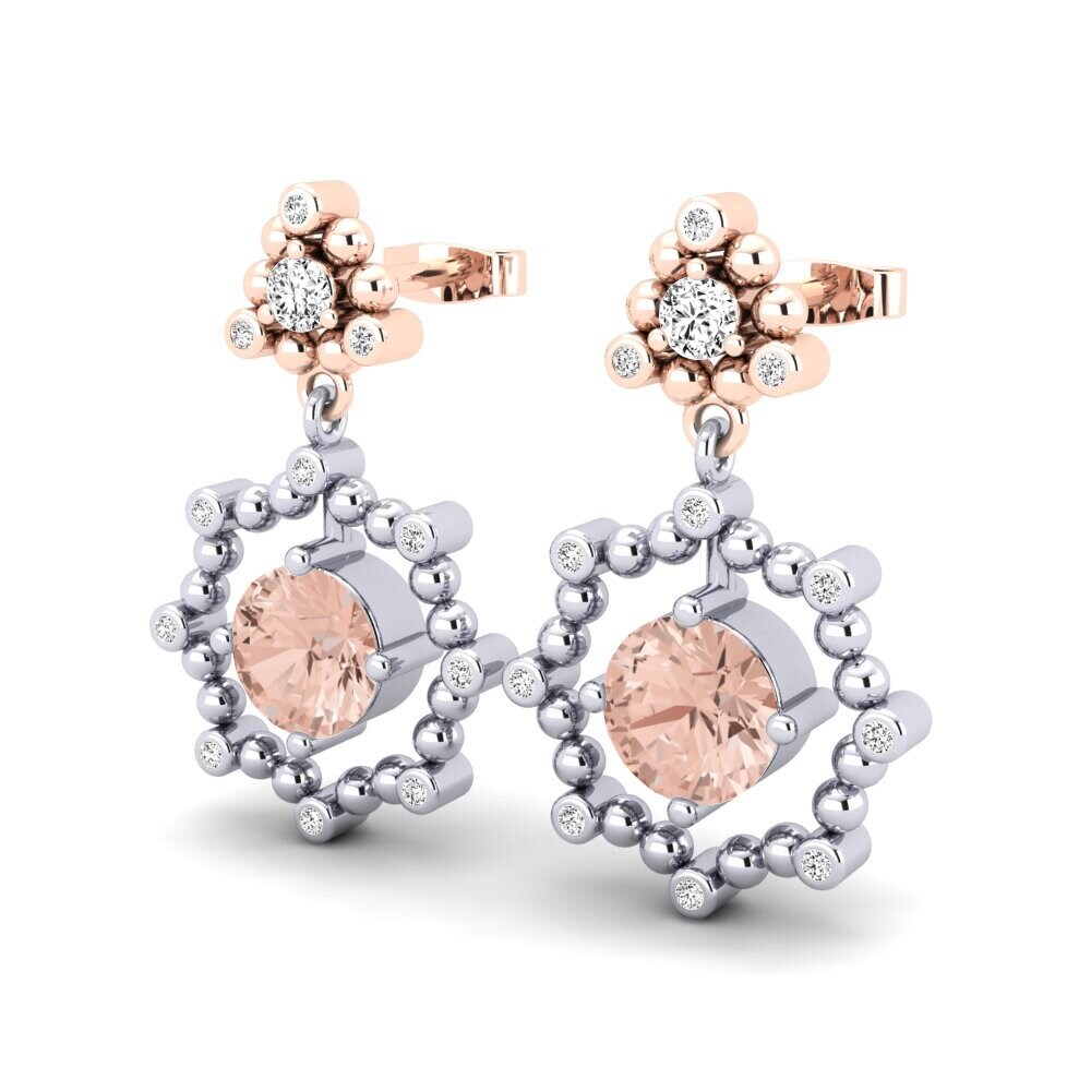 14ct White & Rose Gold Morganite Women's Earring Saturnina