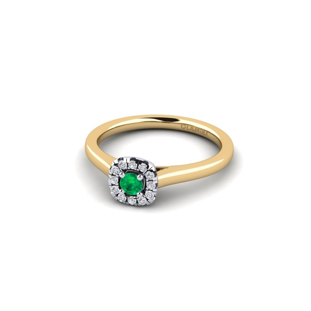 Vàng-Trắng 14K Đá Emerald / Ngọc lục Bảo Nhẫn đính hôn Savanna