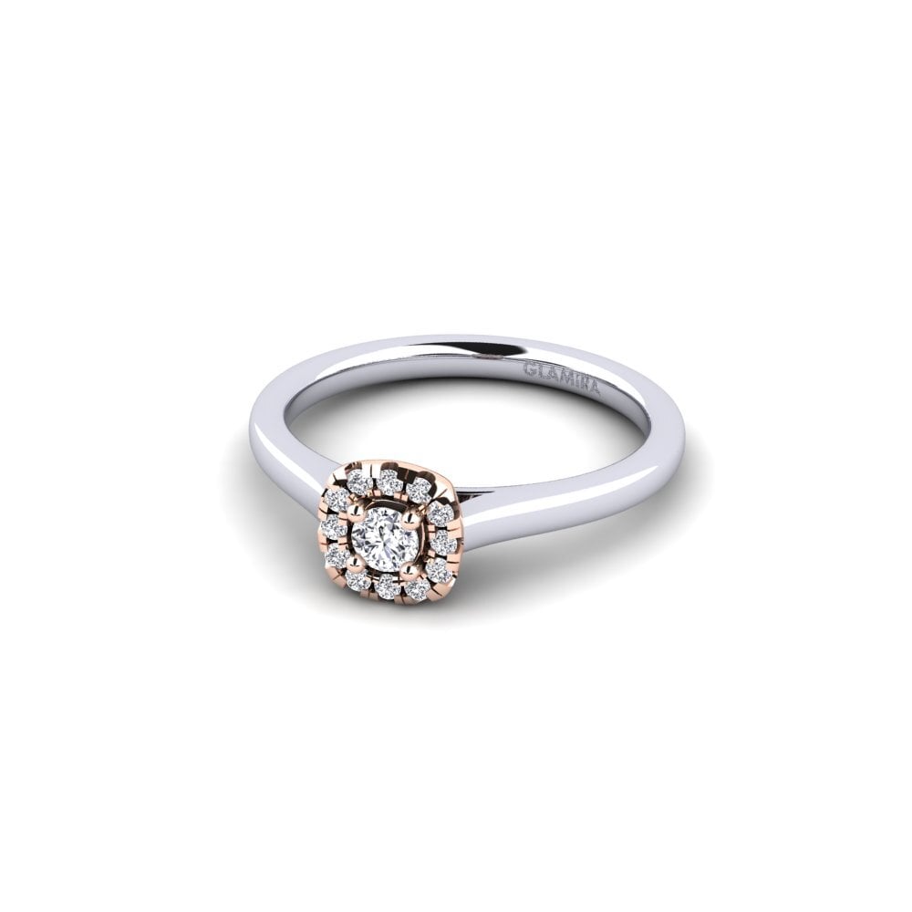 18ct White & Rose Gold Engagement Ring Savanna 0.1 crt