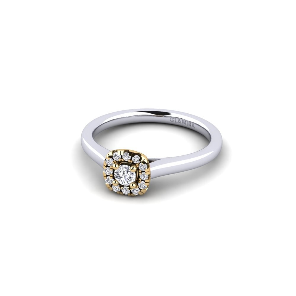 18k Oro Blanco & Amarillo Anillo de compromiso Savanna 0.1 crt