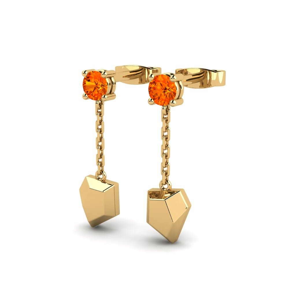 14ct Yellow Gold Orange Sapphire Women's Earring Stonige