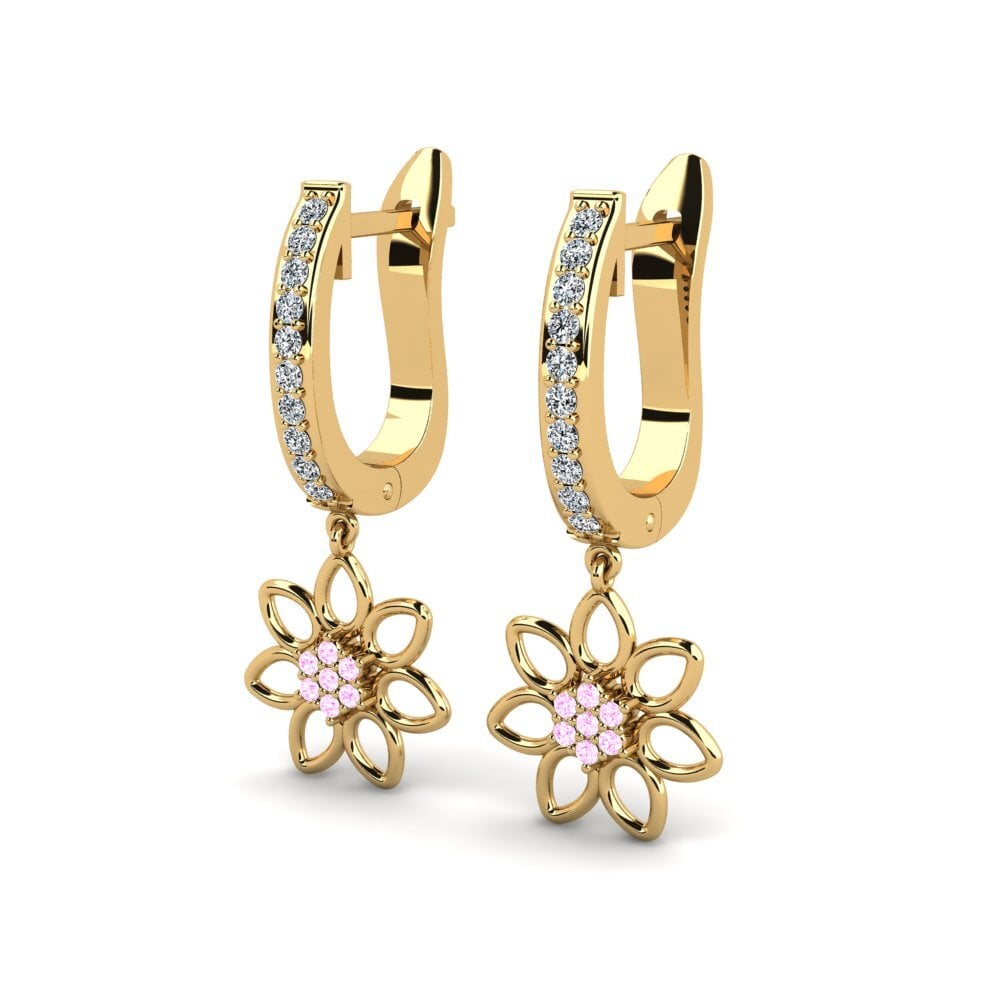 18k Oro Amarillo Zafiro Rosado Pendiente de mujer Scuola