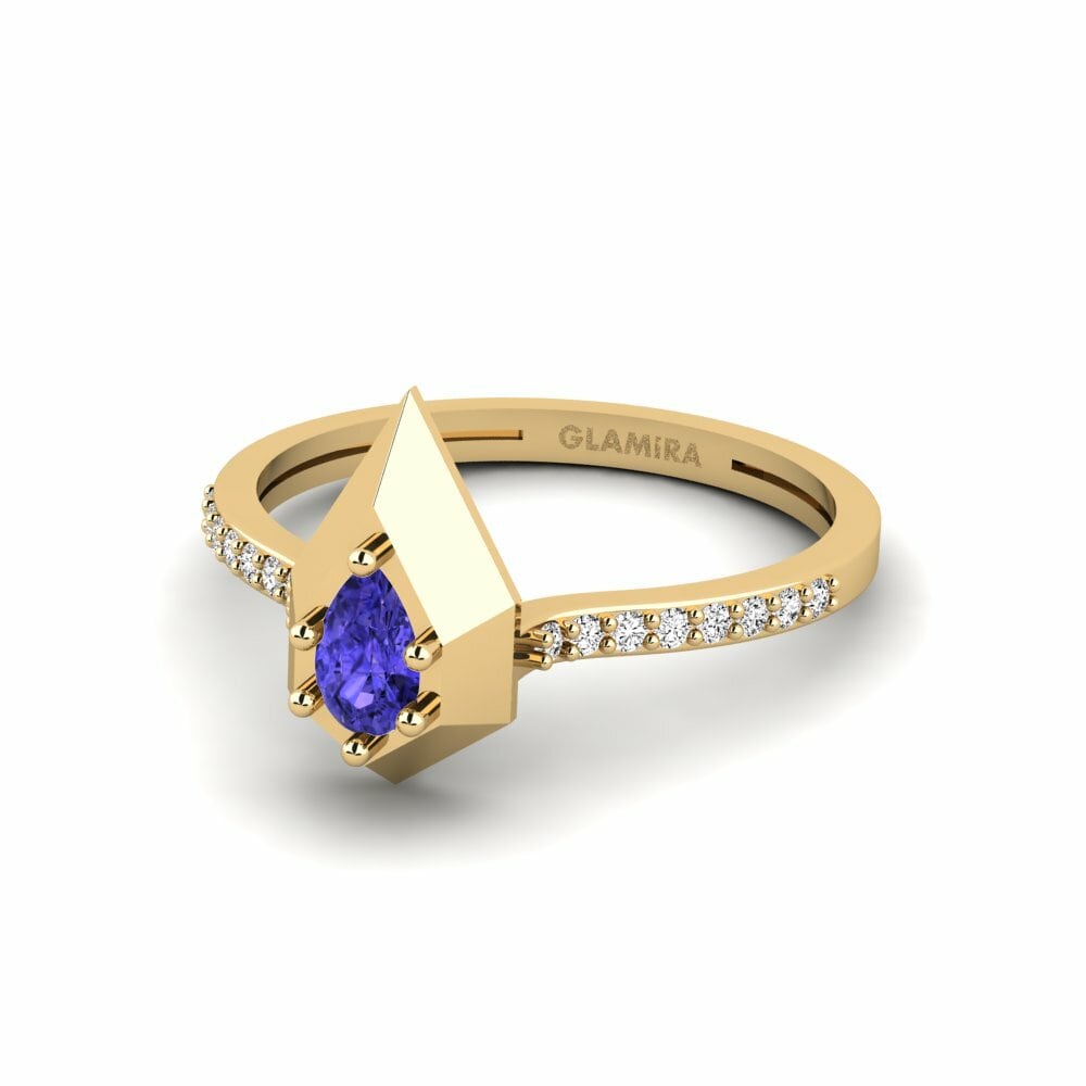 14k Oro Amarillo Pera Tanzanita Anillo Segalanya