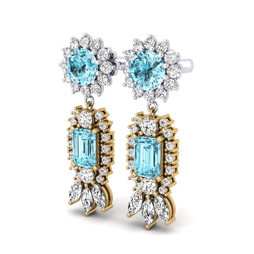 18ct Yellow & White Gold Blue Zircon Women's Earring Selethia
