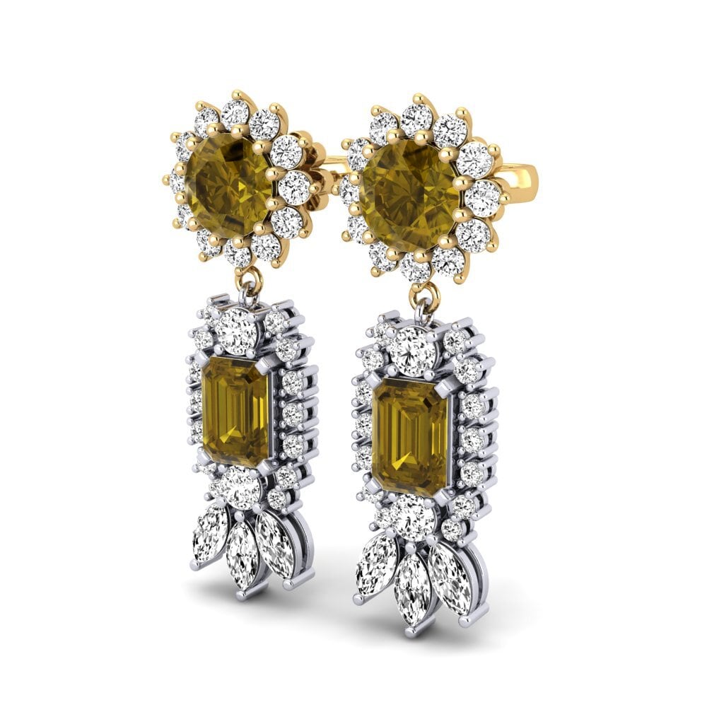 14ct White / Yellow Gold Brown Zircon Women's Earring Selethia