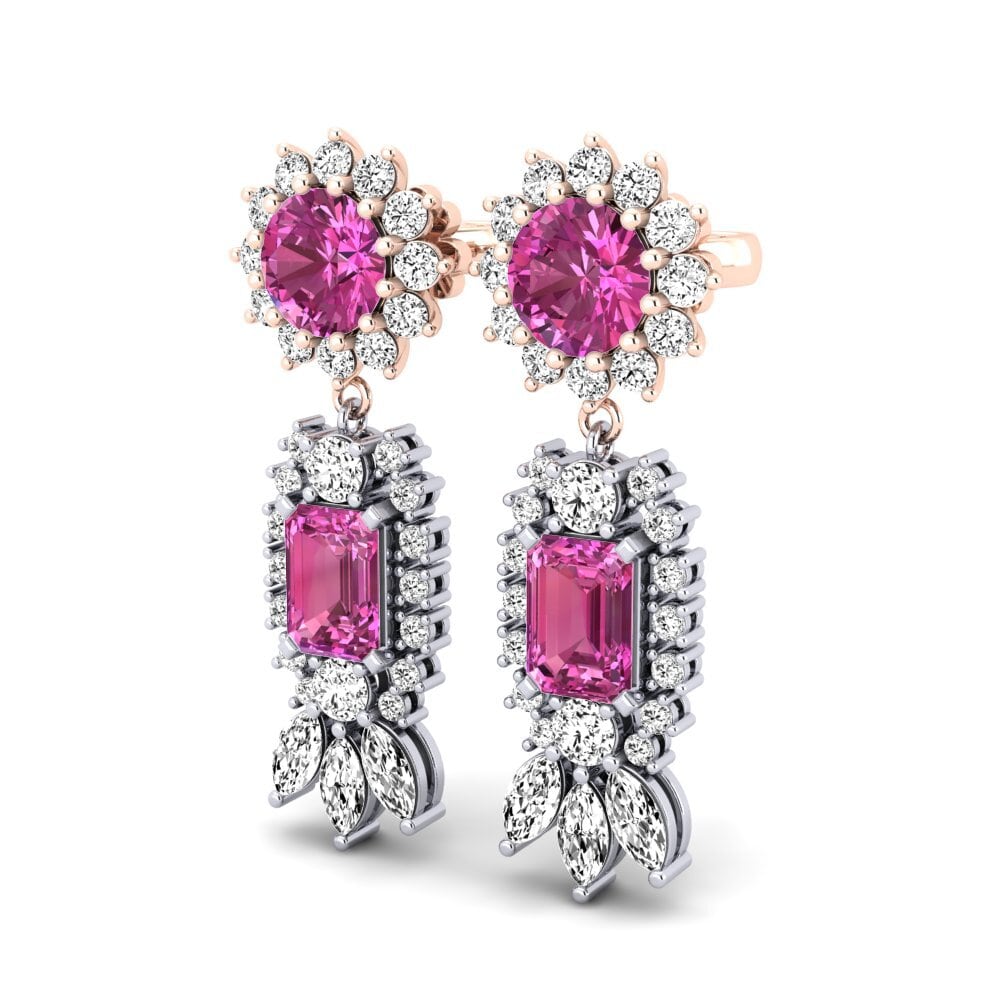 14k Oro Blanco & Rosa Topacio Rosa Pendiente de mujer Selethia