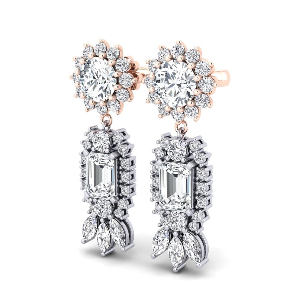 14ct White & Rose Gold White Zircon Women's Earring Selethia