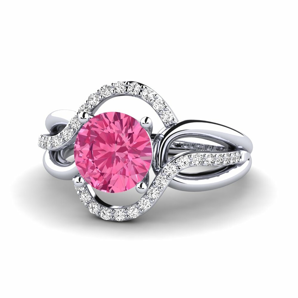 Plata 925 Redondo Turmalina rosa Anillo de Mujer Selifig
