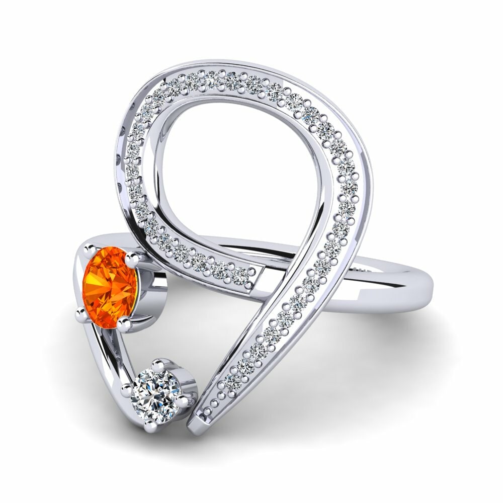Fashion Orange Sapphire Engagement Rings