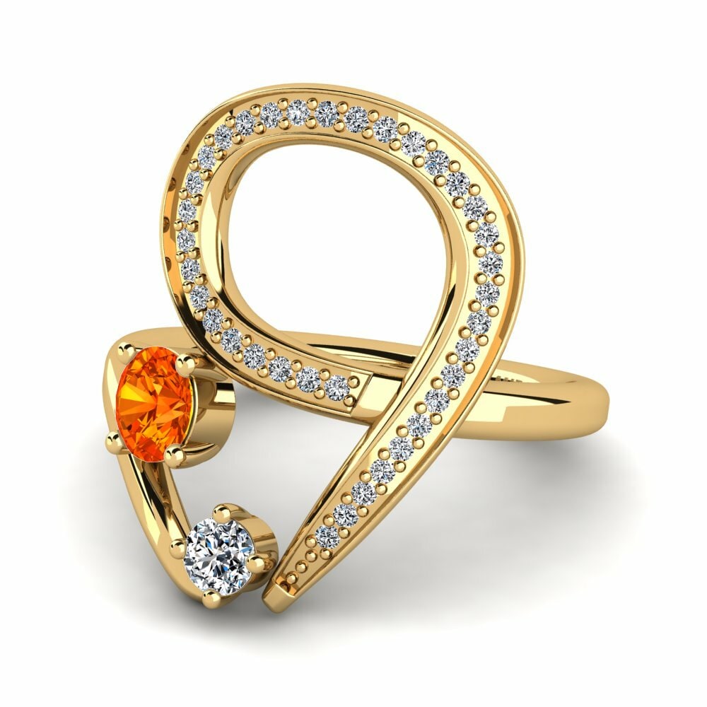 Bagues Or Jaune 18k Saphir orange Mode