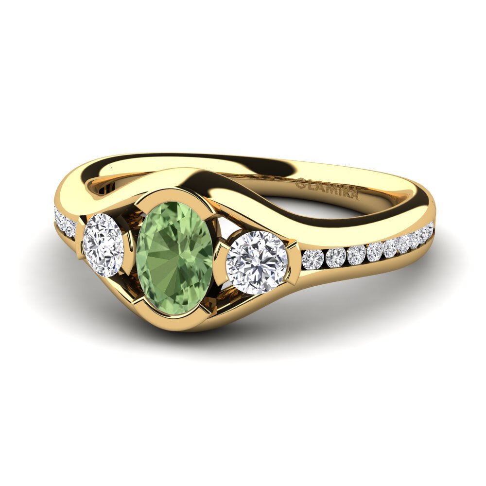 Zafiro Verde Anillo de compromiso Sencillo