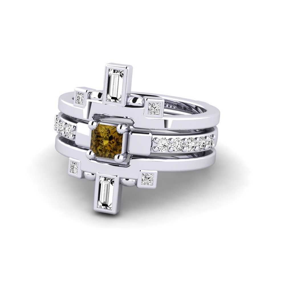 950 Platinum Brown Zircon Ring Sendryha - SET
