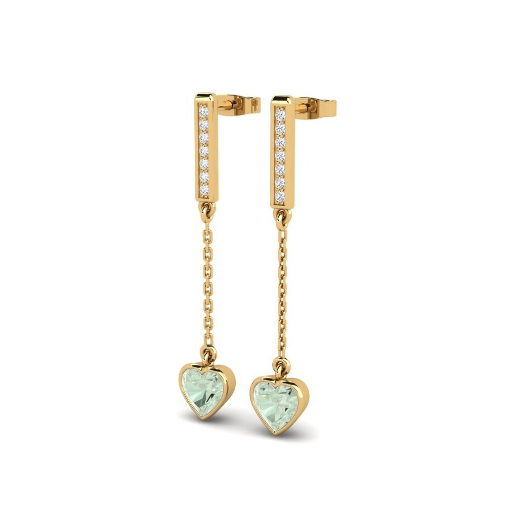 14ct Yellow Gold Green Amethyst Women's Earring Sennas