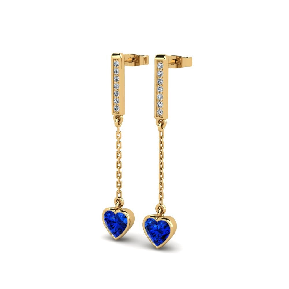 14ct Yellow Gold Sapphire (Lab Created) Women's Earring Sennas
