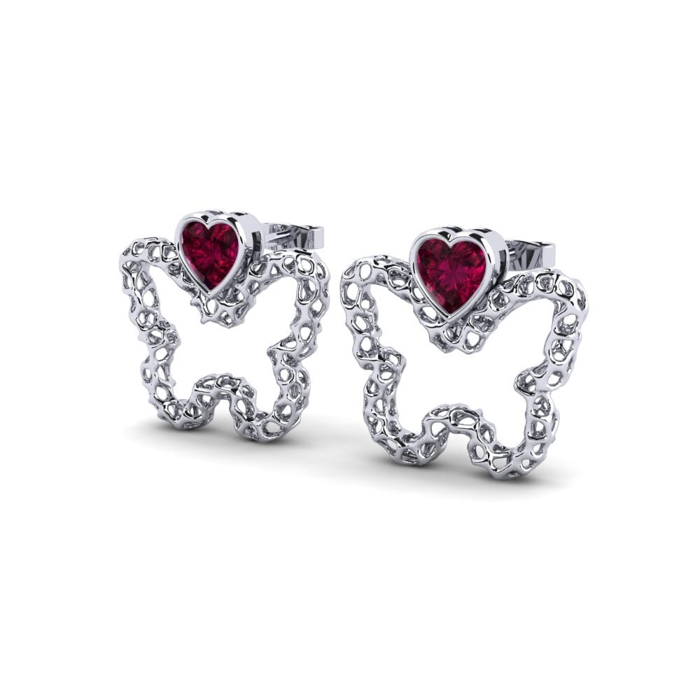 14ct White Gold Rhodolite Garnet Women's Earring Senneyom