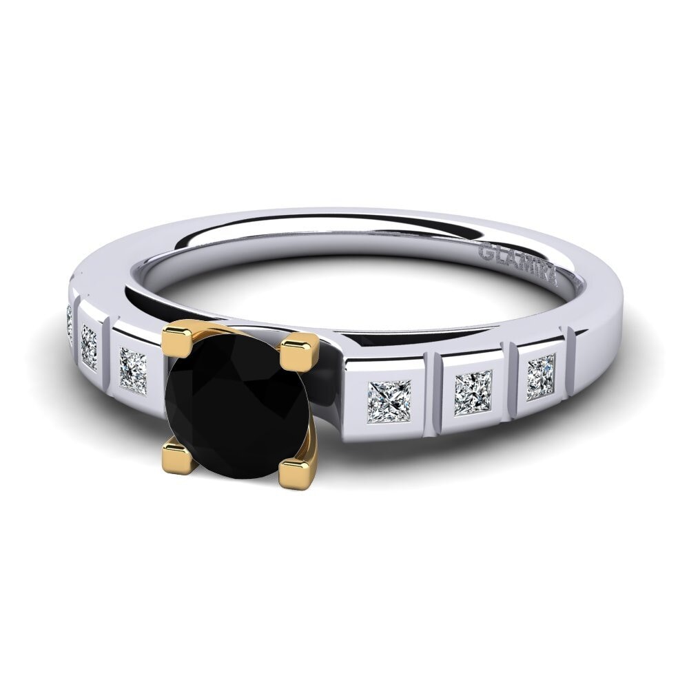 18k Oro Blanco & Amarillo Anillo de compromiso Sensonia