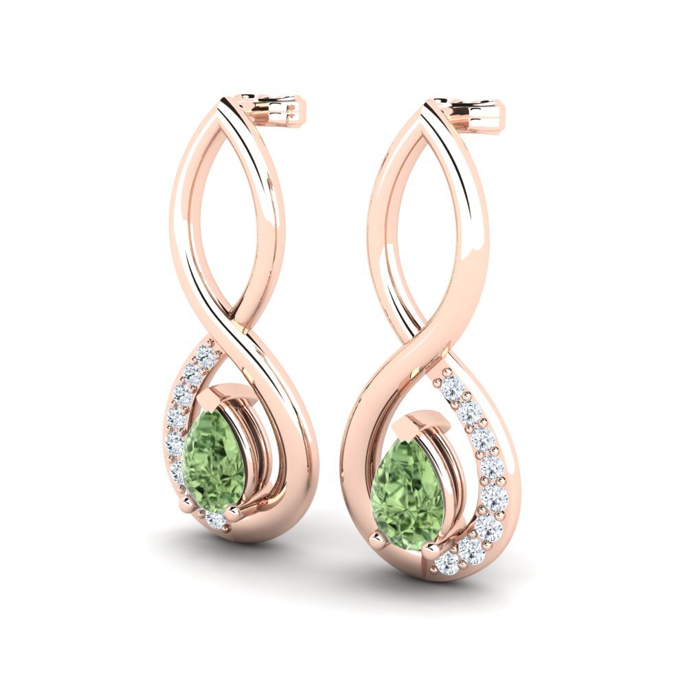 Oro Rosso 585 Zaffiro Verde Orecchino da donna Sepehr