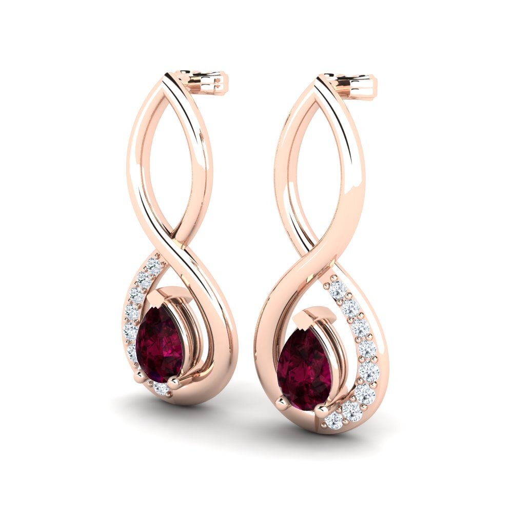 18ct Rose Gold Rhodolite Garnet Women's Earring Sepehr