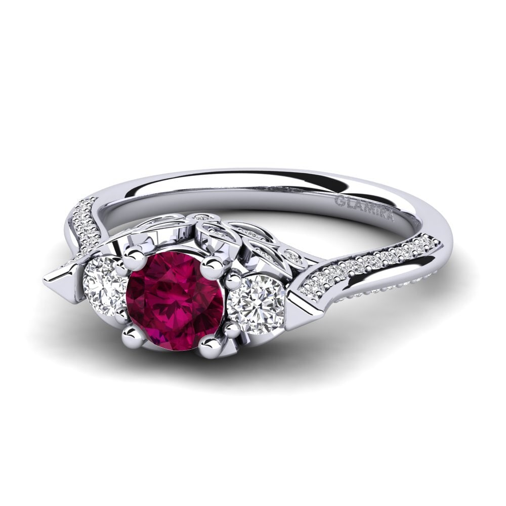 9ct White Gold Rhodolite Garnet Engagement Ring Serifos