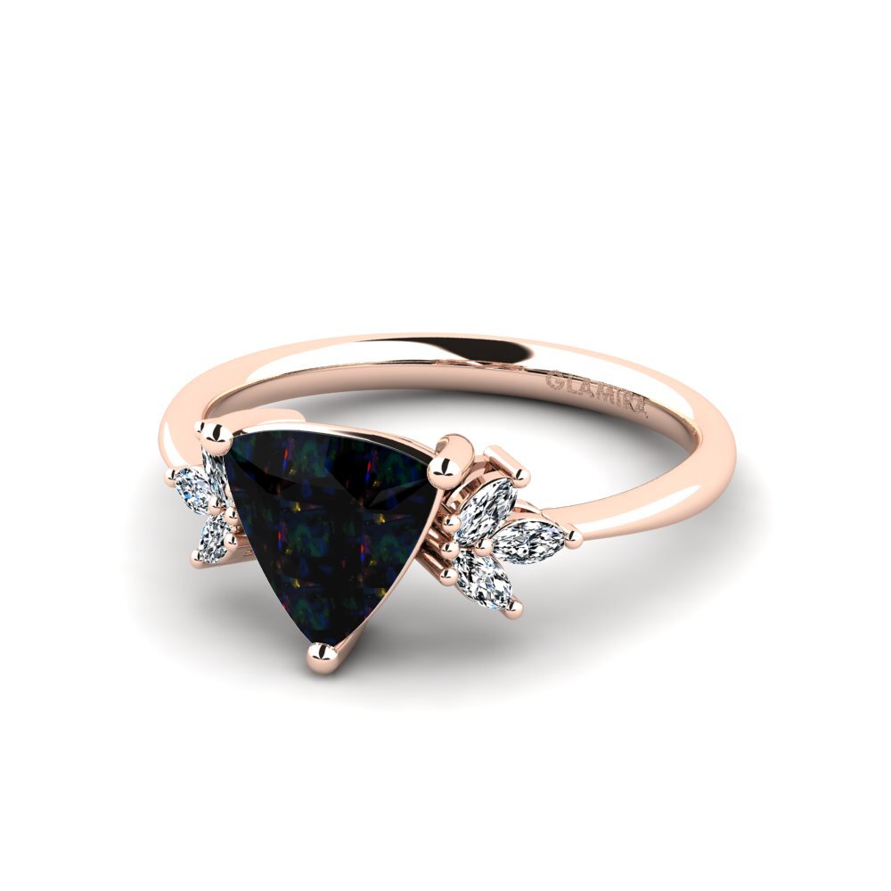 Trillion Black Opal Engagement Ring Sestea