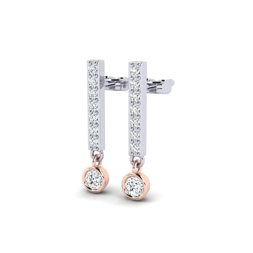 18k Oro Blanco / Rosa Pendiente de mujer Sevit